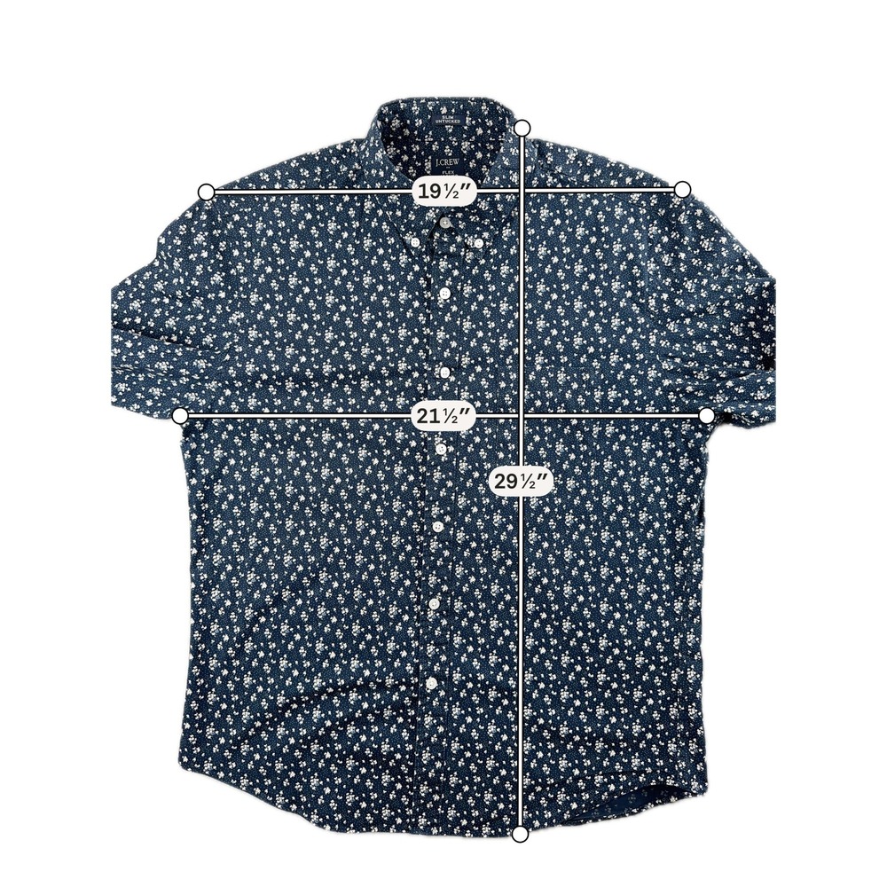 J.Crew Flex Washed Shirt Mens L Navy Blue Floral Slim Untucked BE212 Stretch - Picture 6 of 9